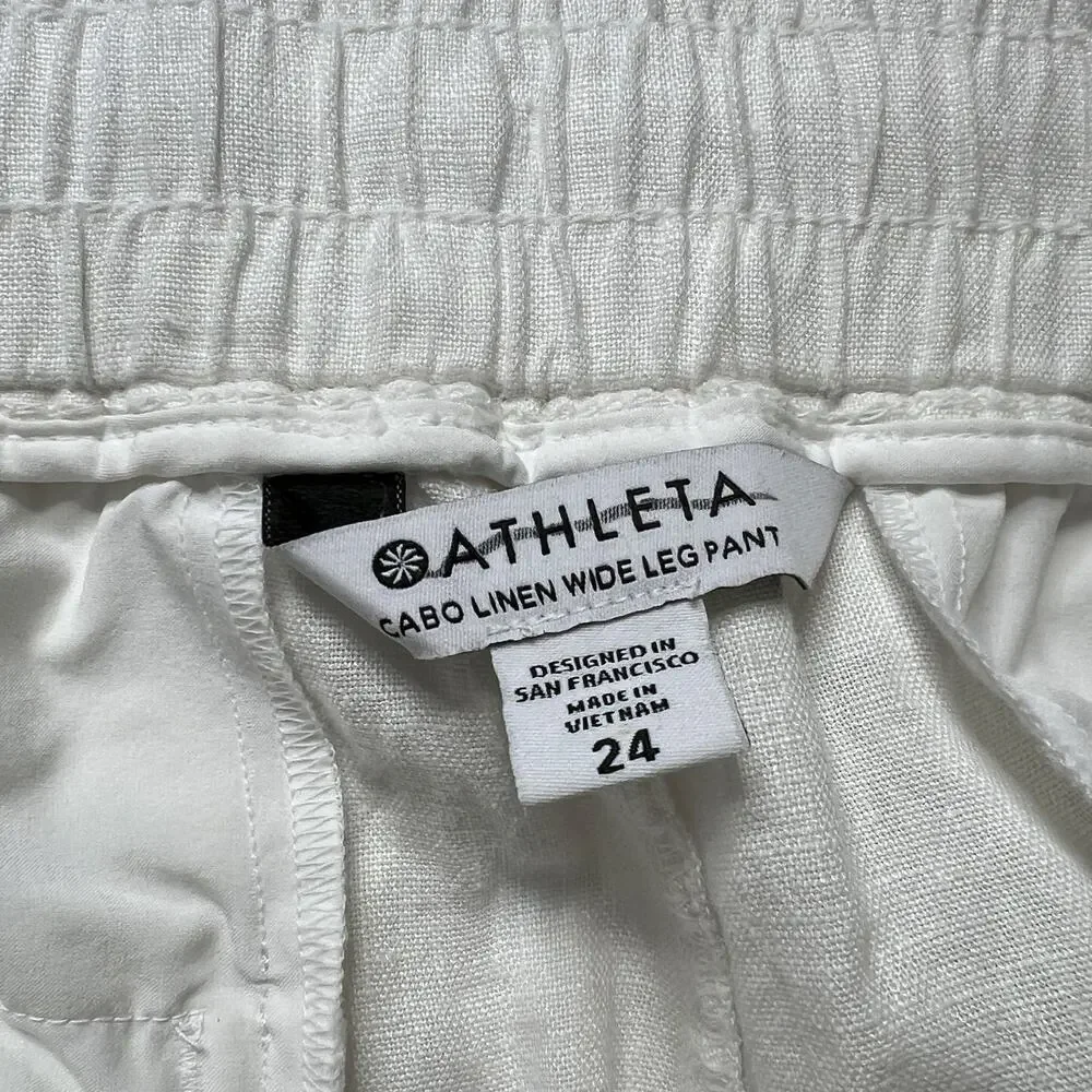 Athleta Cabo Linen Wide Leg Pants White Plus Size 24 Resort - Picture 4 of 11